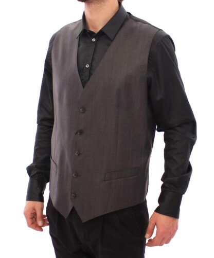 Dolce & Gabbana - Elegant Gray Wool Silk Blend Formal Vest