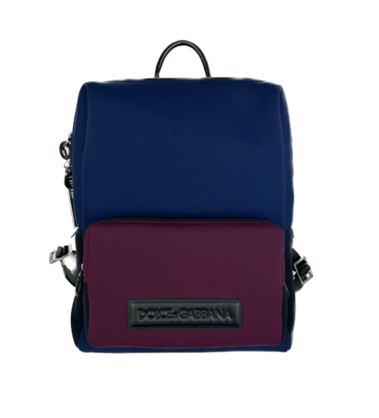 Dolce & Gabbana - Chic Blue and Wine Red Fabric Backpack