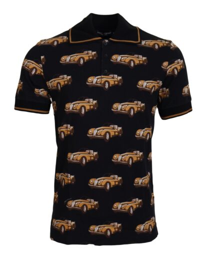 Dolce & Gabbana - Elegant Car Print Polo T-Shirt in Black