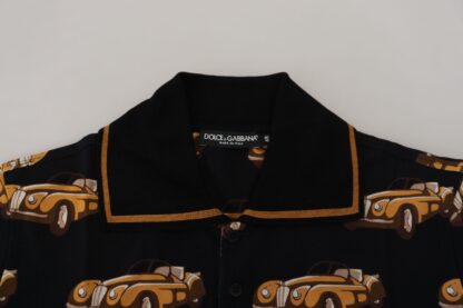 Dolce & Gabbana - Elegant Car Print Polo T-Shirt in Black