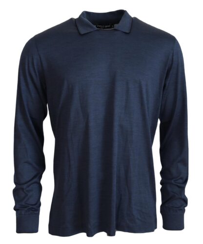 Dolce & Gabbana - Sophisticated Silk Polo Sweater in Blue