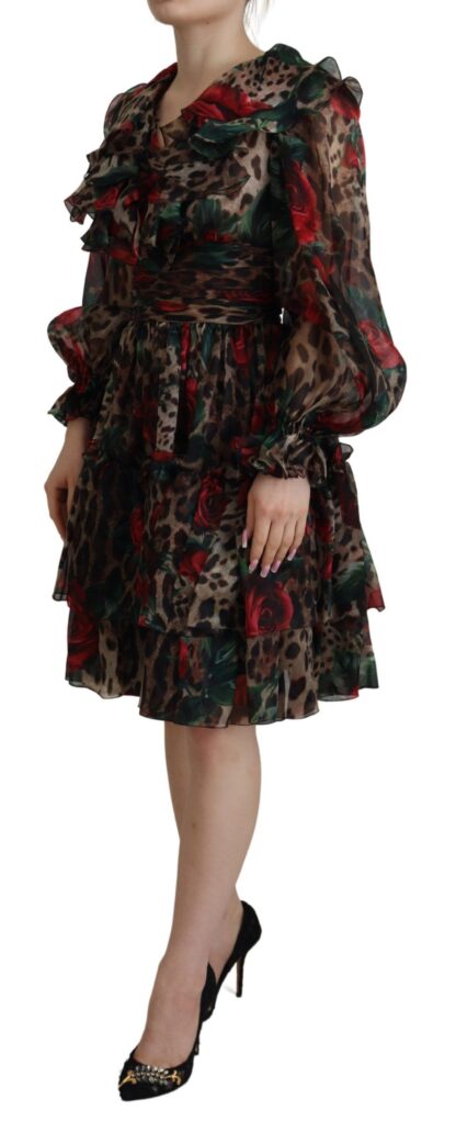 Dolce & Gabbana - Silk Leopard Print & Red Roses Dress