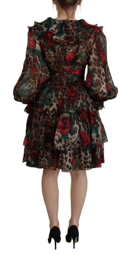 Dolce & Gabbana - Silk Leopard Print & Red Roses Dress