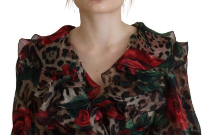 Dolce & Gabbana - Silk Leopard Print & Red Roses Dress