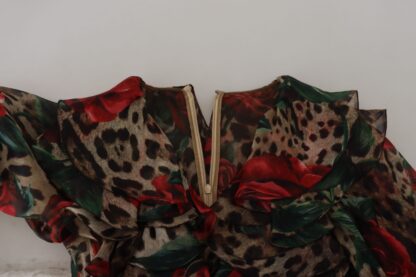 Dolce & Gabbana - Silk Leopard Print & Red Roses Dress