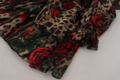 Dolce & Gabbana - Silk Leopard Print & Red Roses Dress