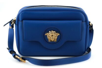 Versace - Elegant Blue Calf Leather Camera Case Bag