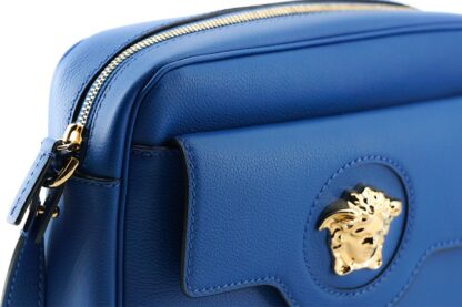 Versace - Elegant Blue Calf Leather Camera Case Bag