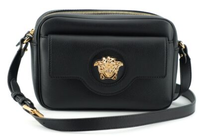 Versace - Sleek Black Calf Leather Camera Shoulder Bag