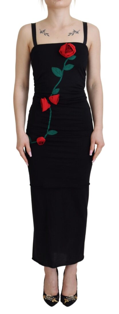 Dolce & Gabbana - Elegant Embroidered Wool Bodycon Dress