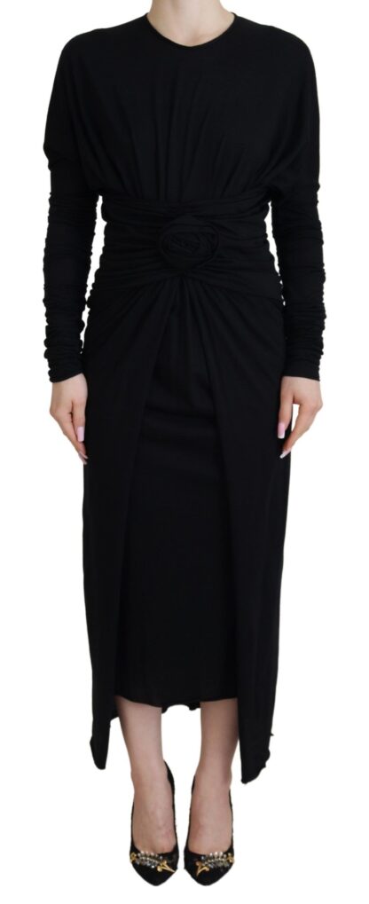 Dolce & Gabbana - Elegant Sheath Wrap Dress with Long Sleeves