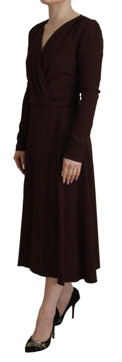 Dolce & Gabbana - Elegant Brown Long Sleeve Wrap Dress