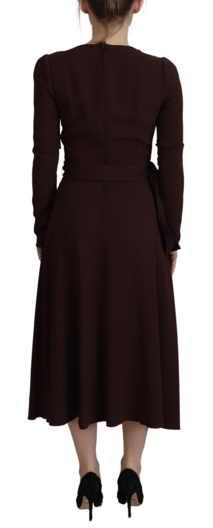 Dolce & Gabbana - Elegant Brown Long Sleeve Wrap Dress