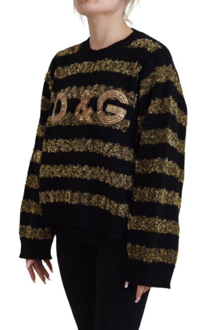 Dolce & Gabbana - Elegant Black and Gold Crystal Sweater