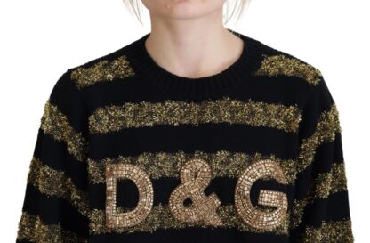 Dolce & Gabbana - Elegant Black and Gold Crystal Sweater