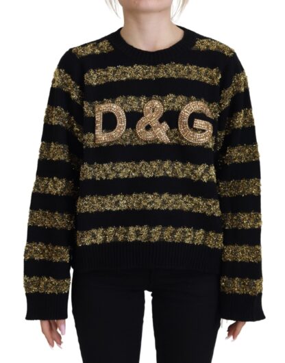 Dolce & Gabbana - Elegant Black and Gold Crystal Sweater