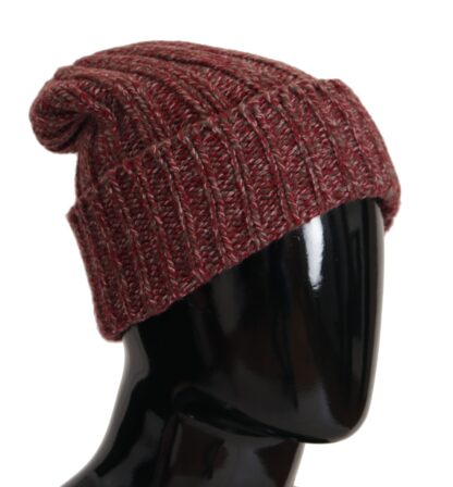 Dolce & Gabbana - Bordeaux Cashmere Blend Beanie Hat