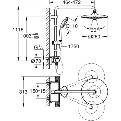 Στήλη ντους Grohe VITALIO SYSTEM 260