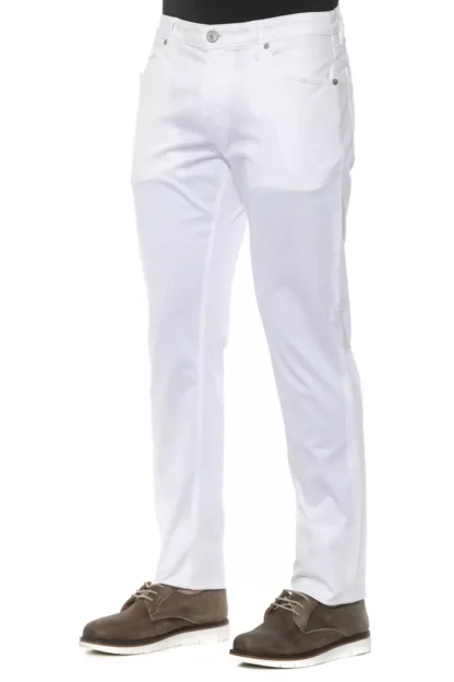 PT Torino - White Cotton Men Slim Trouser