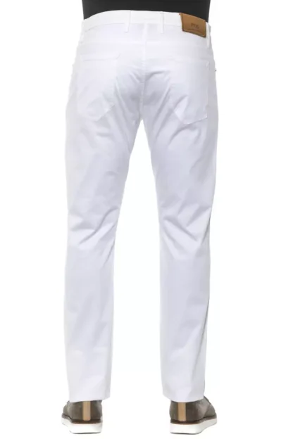 PT Torino - White Cotton Men Slim Trouser