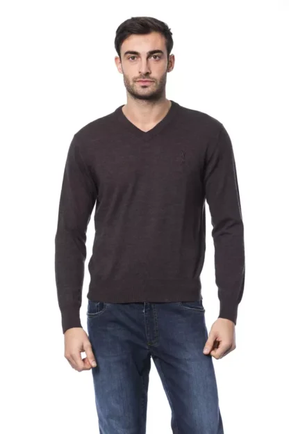 Billionaire Italian Couture - Brown Merino Men Sweater