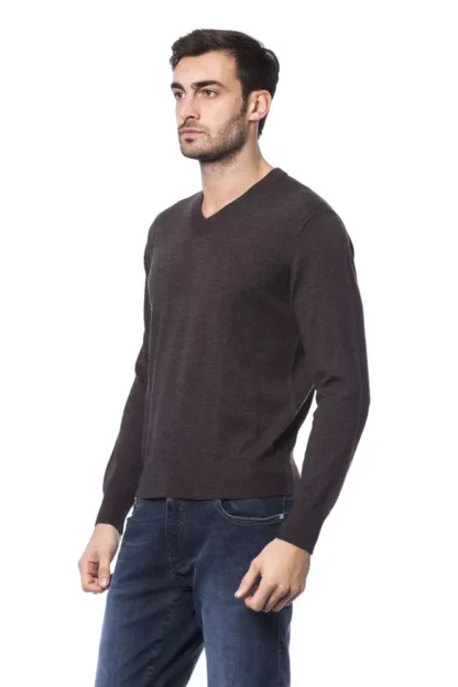 Billionaire Italian Couture - Brown Merino Men Sweater