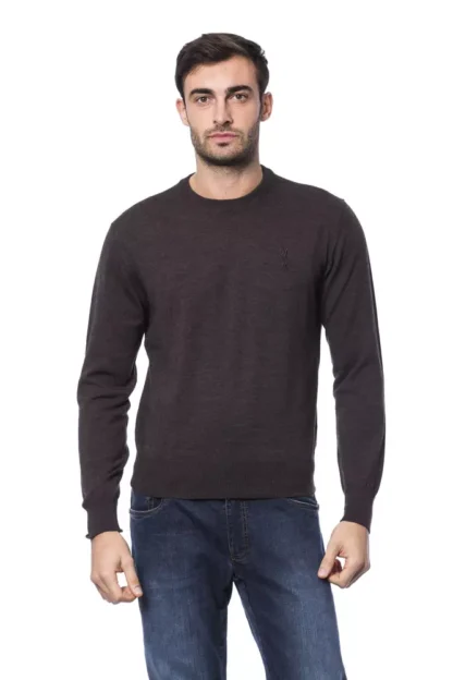 Billionaire Italian Couture - Brown Merino Wool Men Sweater