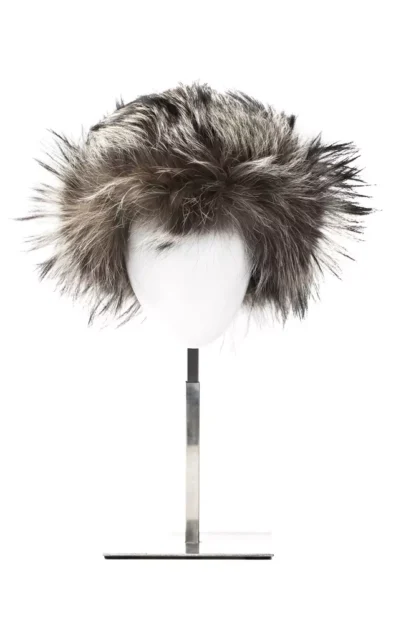 Billionaire Italian Couture - Elegant Gray Fox Fur Logo Hat