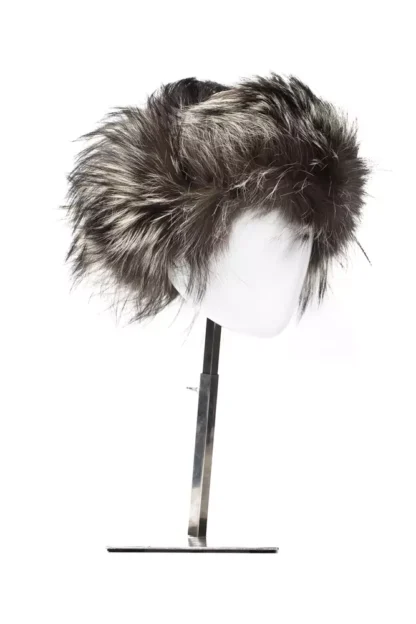 Billionaire Italian Couture - Elegant Gray Fox Fur Logo Hat