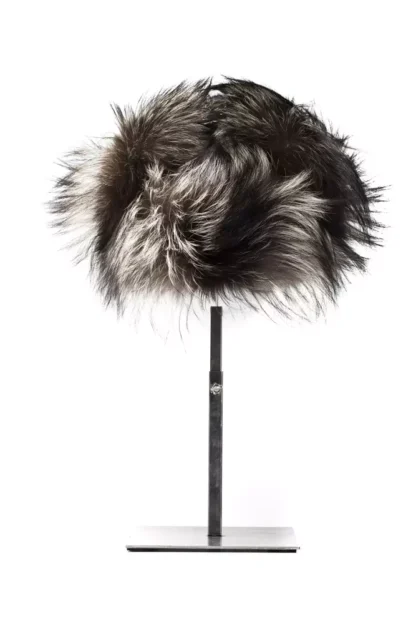 Billionaire Italian Couture - Elegant Gray Fox Fur Logo Hat