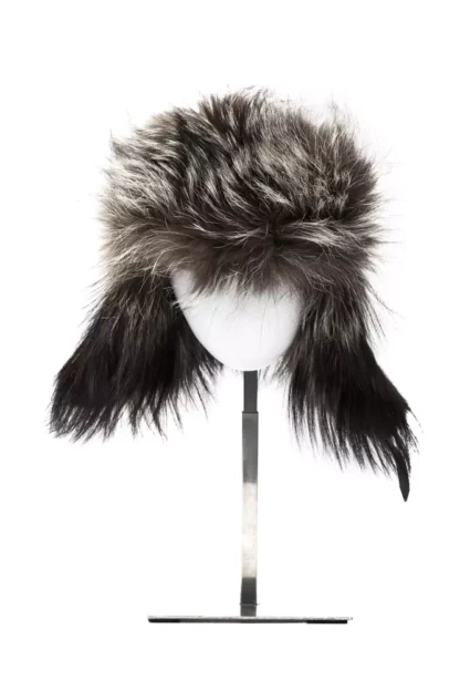 Billionaire Italian Couture - Elegant Gray Fox Fur Logo Hat