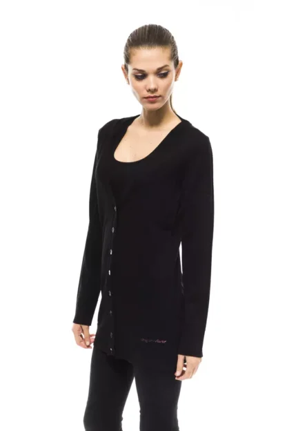 Ungaro Fever - Chic Black Long Cardigan with Logo Detail