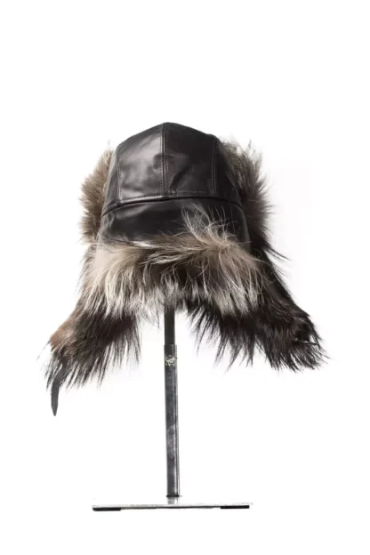 Billionaire Italian Couture - Elegant Gray Fox Fur Logo Hat