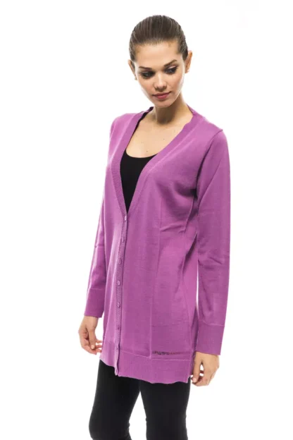 Ungaro Fever - Violet Long Cardigan with Chic Logo Detail