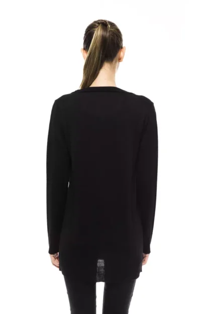 Ungaro Fever - Chic Black Long Cardigan with Logo Detail