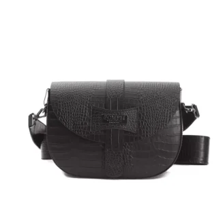 Pompei Donatella - Black Leather Women Crossbody Bag