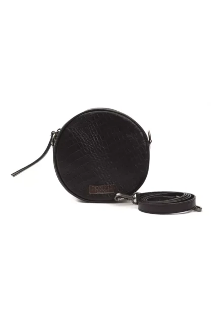 Pompei Donatella - Black Leather Women Crossbody Bag