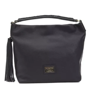 Pompei Donatella - Black Leather Women Shoulder Bag