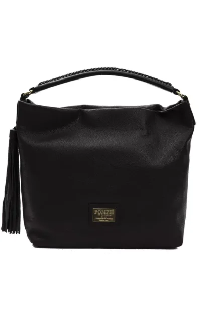 Pompei Donatella - Black Leather Women Shoulder Bag