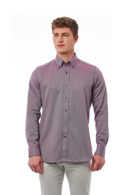 Bagutta - Burgundy Cotton Men Shirt