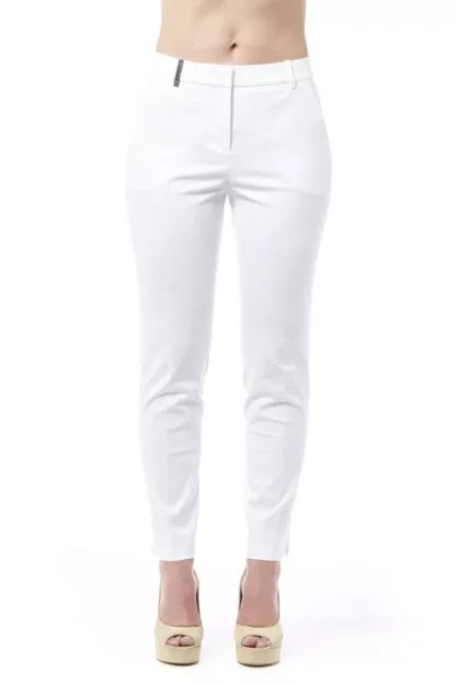 Peserico - White Cotton Women's High-Waist Trouser