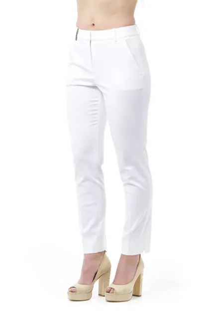 Peserico - White Cotton Women's High-Waist Trouser