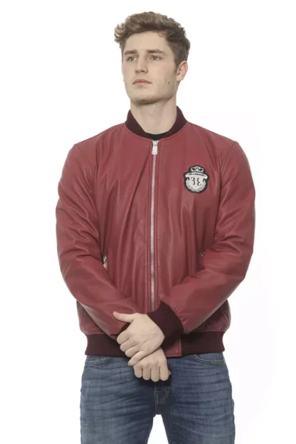 Billionaire Italian Couture - Burgundy Leather Men Jacket