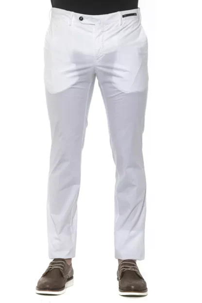 PT Torino - White Cotton Men Trouser