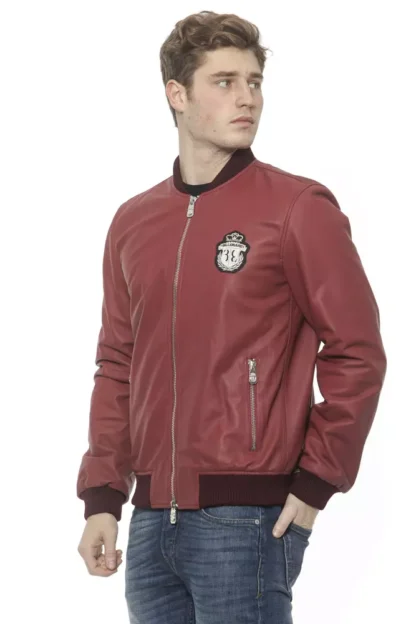 Billionaire Italian Couture - Burgundy Leather Men Jacket