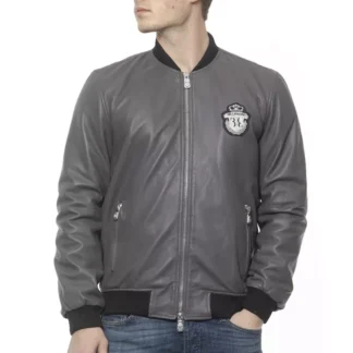 Billionaire Italian Couture - Blue Leather Men's Bomber Jacket