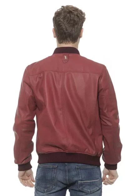 Billionaire Italian Couture - Burgundy Leather Men Jacket