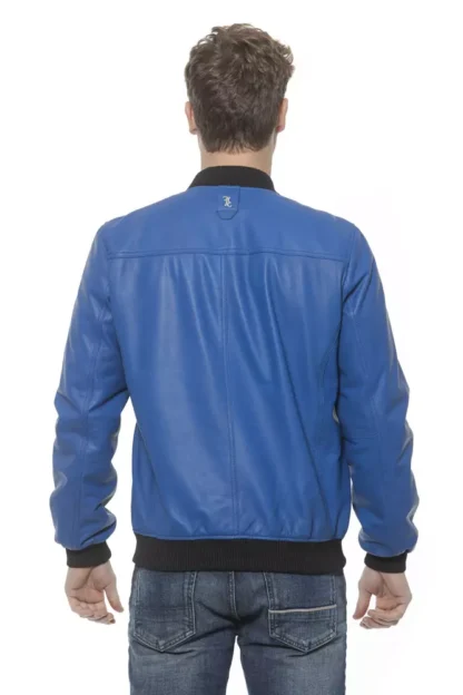 Billionaire Italian Couture - Blue Leather Men Bomber