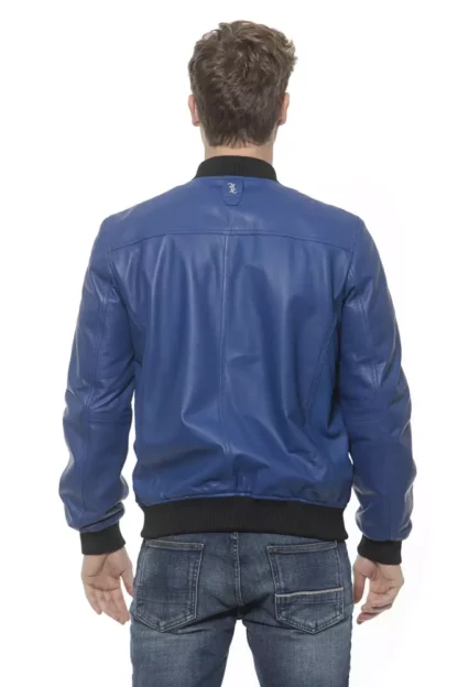 Billionaire Italian Couture - Blue Leather Men's Bomber Jacket