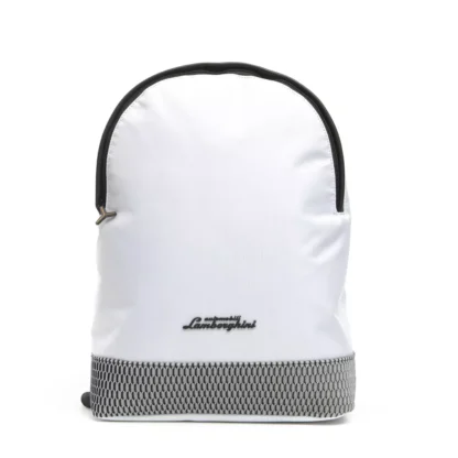 Automobili Lamborghini - Exquisite White Backpack with Sleek Zip Closure